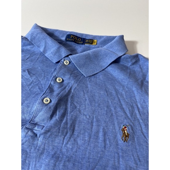 Polo Ralph Lauren Polo Shirt Soft Cotton Men's 3XB Blue Flesh Pony Modern - Picture 1 of 9